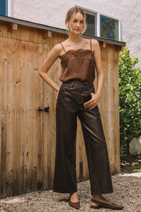 Faux Leather Wide Leg Pants