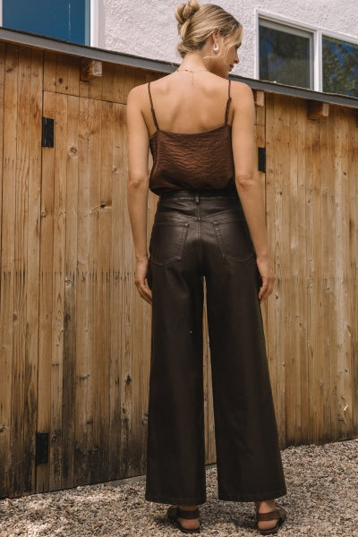 Faux Leather Wide Leg Pants