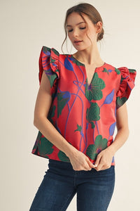 Lotus Ruffle Sleeve Top