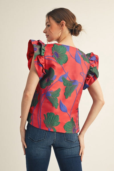 Lotus Ruffle Sleeve Top