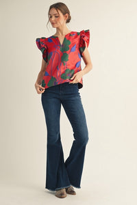 Lotus Ruffle Sleeve Top