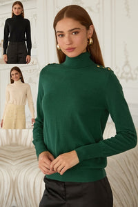 Epaulette Turtleneck Sweater