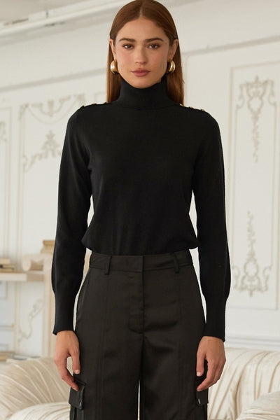 Epaulette Turtleneck Sweater