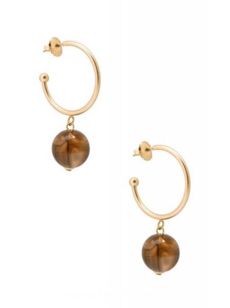 Tigers Eye Bead Hoop Earring