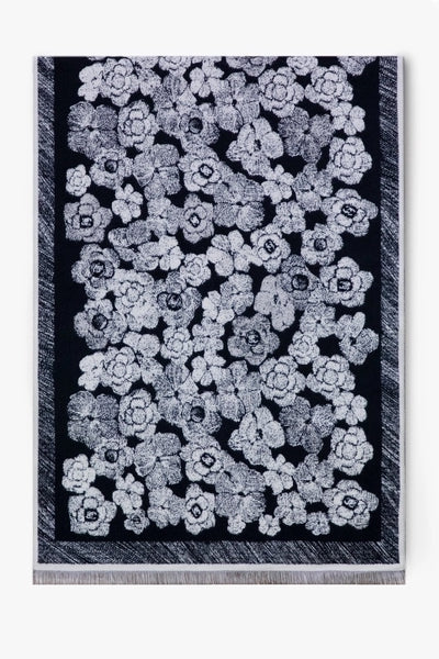 Black Floral Scarf