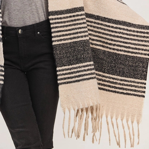 Black Striped Blanket Scarf