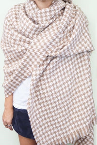 Houndstooth Scarf Beige