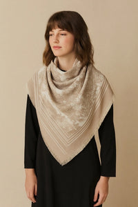 Beige Forest Print Scarf