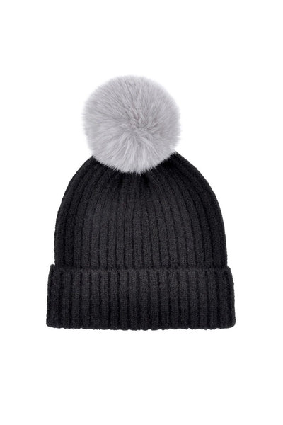Black + Grey Pom Beanie