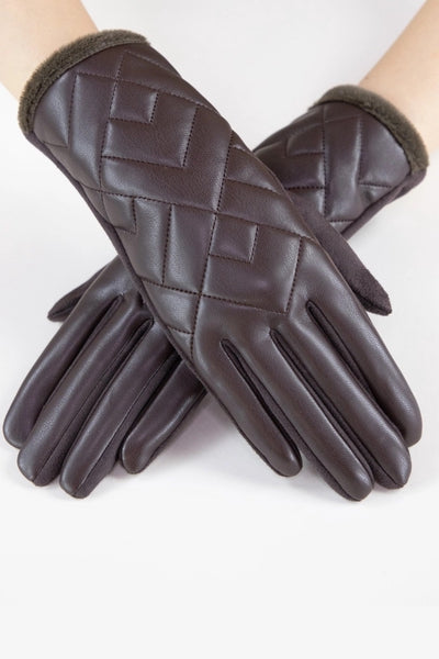 Berg Fur Trim Gloves Brown
