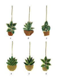 Fabric & Glass Beaded Plant Ornament