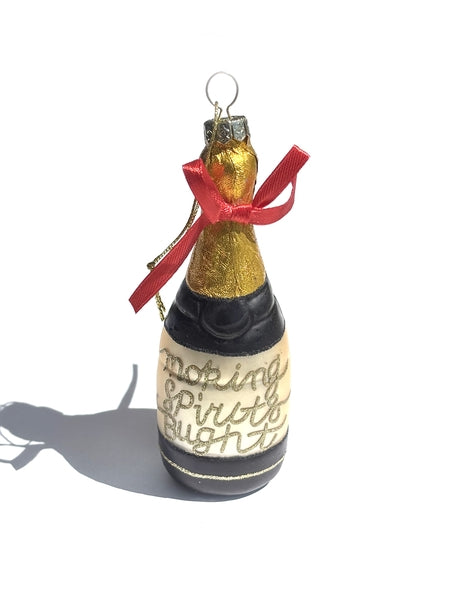 Glass Champagne Bottle Ornament