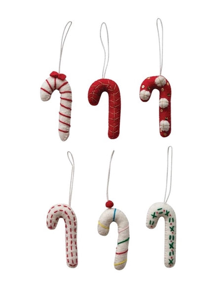 Handmade Felt Candy Cane Ornament