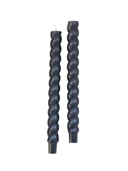 Set of 2 Twisted Taper Candles  - Black