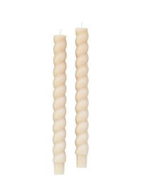 Set of 2 Twisted Taper Candles  - Cream