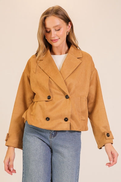 Suede Cropped Trench Coat
