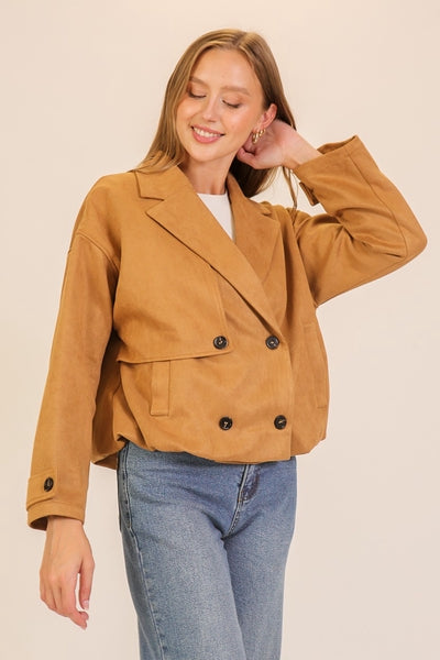 Suede Cropped Trench Coat