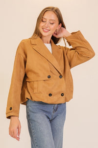 Suede Cropped Trench Coat