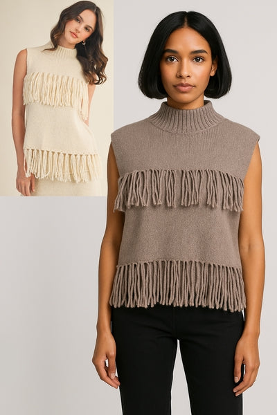 Fringe Sleeveless Sweater