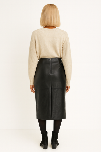Knot Wrap Faux Leather Skirt