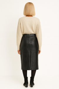 Knot Wrap Faux Leather Skirt