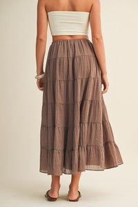 Cotton Blend Tiered Skirt