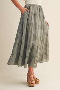 Cotton Blend Tiered Skirt