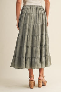 Cotton Blend Tiered Skirt