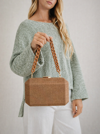 Jewel Jute Brown Clutch