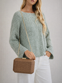 Jewel Jute Brown Clutch