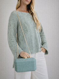 Jewel Jute Aqua Clutch