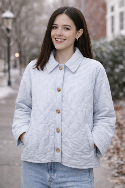 Chambray Quilted Coat