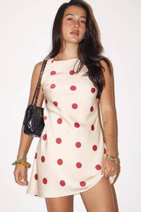 Polka Dot Draped Back Dress