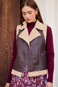 Aviator Faux Leather Vest