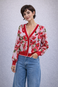 Intarsia Floral Cardigan