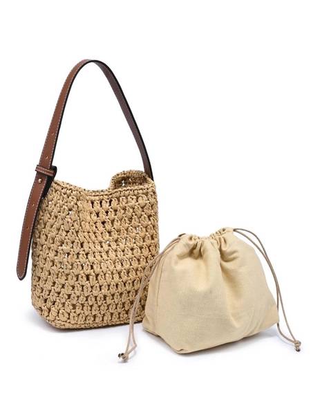 Nova Natural Woven Bucket Bag