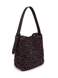 Nova Chocolate Woven Bucket Bag