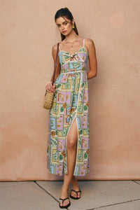 Postcard Palms Tie Front Dress