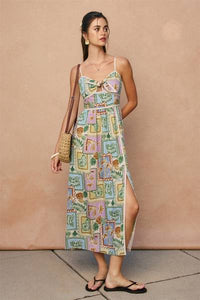 Postcard Palms Tie Front Dress