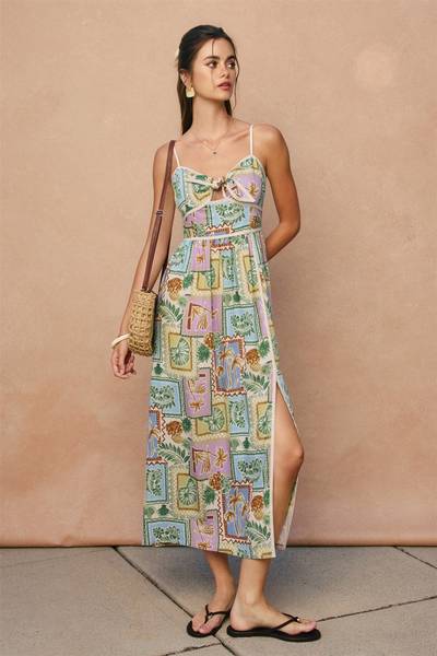 Postcard Palms Tie Front Dress