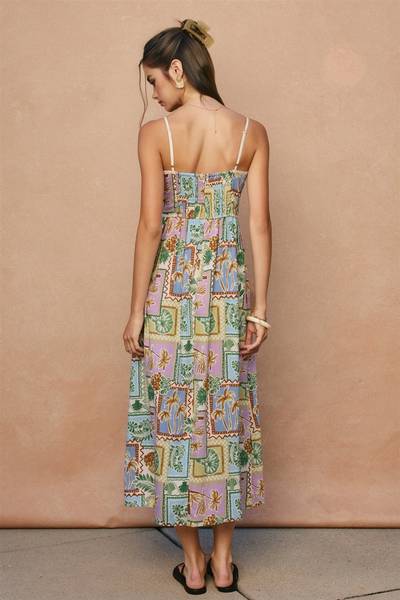 Postcard Palms Tie Front Dress