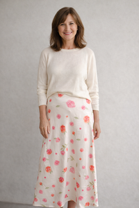 Watercolor Rose Satin Skirt