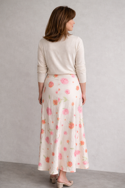 Watercolor Rose Satin Skirt