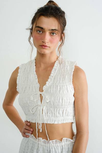 Seersucker Cropped Top