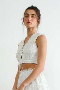 Seersucker Cropped Top