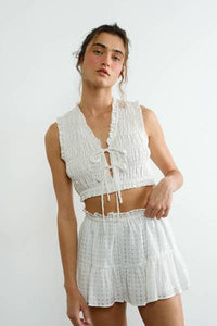 Seersucker Cropped Top