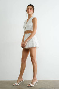 Seersucker Cropped Skort