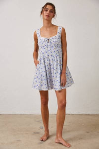 Floral Shirred Mini Dress