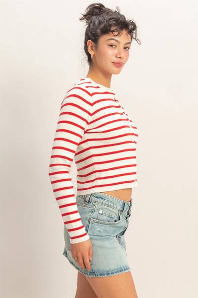 Striped Cotton Cardigan