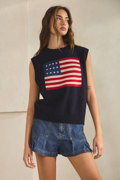 American Flag Cotton Sweater
